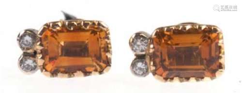 Ohrstecker, 750er GG, Citrine 2,4 ct., Brillanten 0,12 ct., Gew. 3,4 g