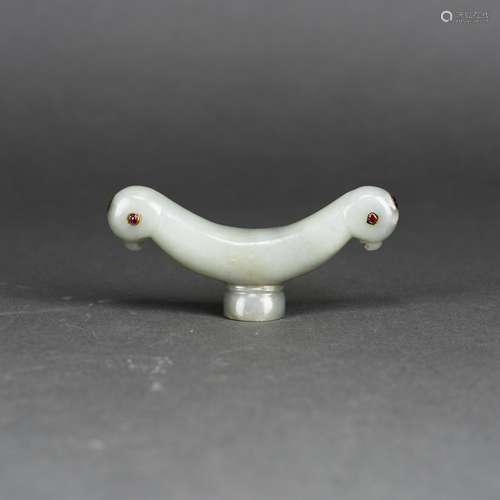 A CHINESE WHITE JADE CRUTCH HANDLE