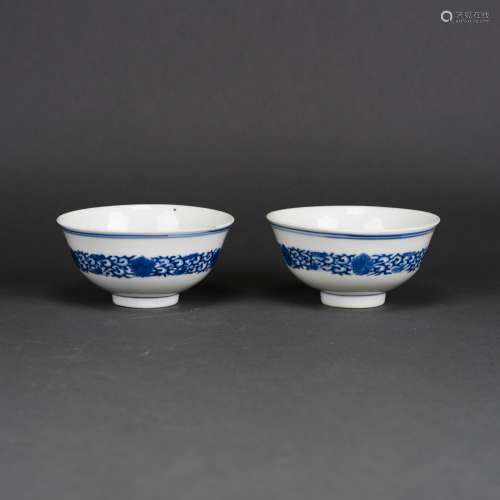 PAIR OF CHINESE BLUE AND WHITE BOWLS, WITH XIANGYU QIZHEN MARK