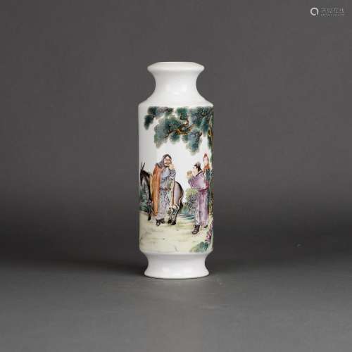 A CHINESE FAMILLE ROSE 'FIGURAL' GARLIC-HEAD VASE, WITH HONGXIAN MARK