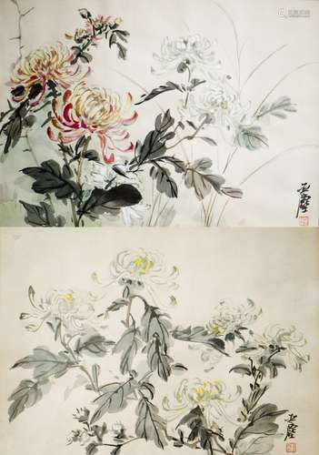 PAIR OF CHINESE PAINTINGS OF CHRYSANTHEMUM