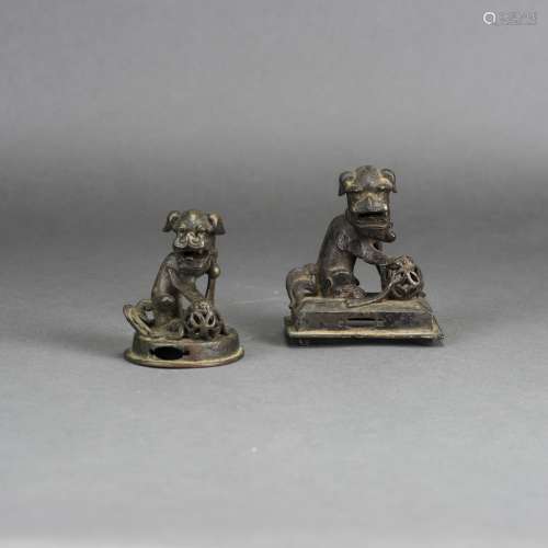 TWO CHINESE BRONZE FIGURES OF BUDDHIST LION