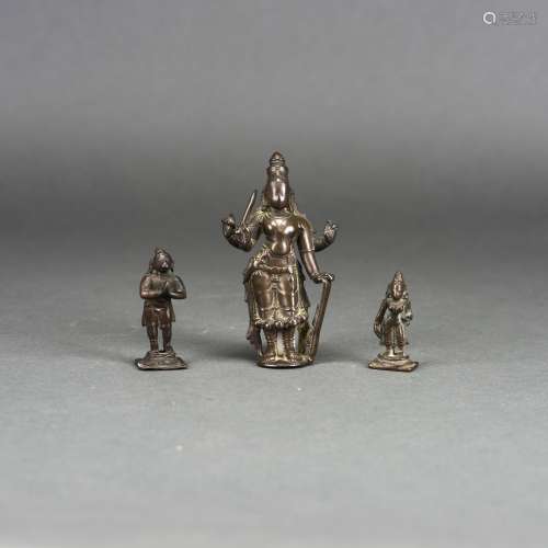 LOT OF 3, A GROUP OF INDIA BRONZE FIGURES OF BUDDHA