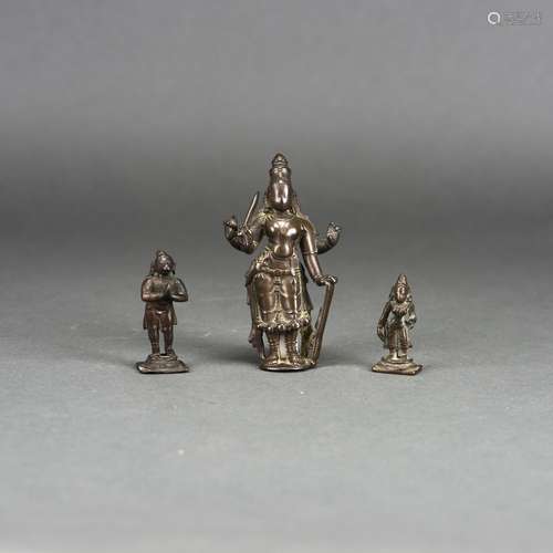 LOT OF 3, A GROUP OF INDIA BRONZE FIGURES OF BUDDHA