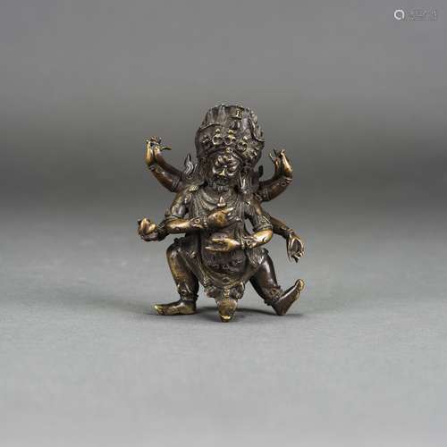 A CHINESE BRONZE FIGURE OF MAHAKALA, 18TH CENTURY