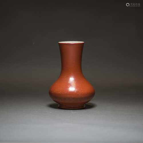 A CHINESE CORAL-RED GLAZED VASE