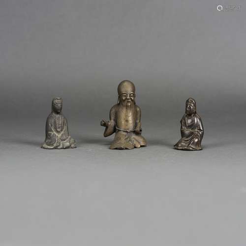 SET OF 3 CHINESE BRONZE FIGURES OF BUDDHA