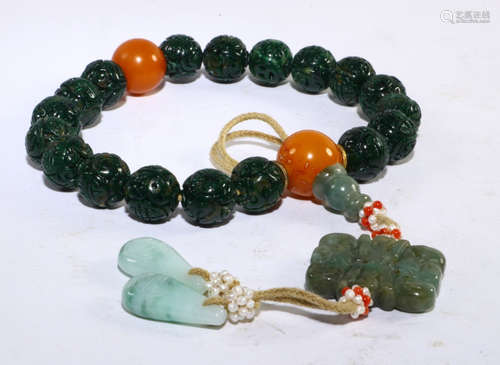 JADEITE STRING BRACELET WITH 18 BEADS