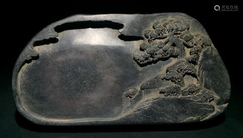 INK SLAB CARVED WITH LANDSCAPE