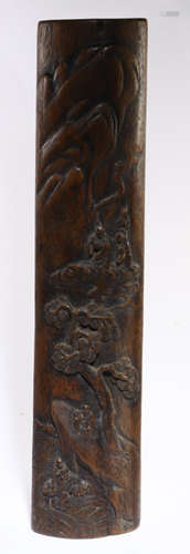 CHENXIANG WOOD ARM REST CARVED WITH LANDSCAPE