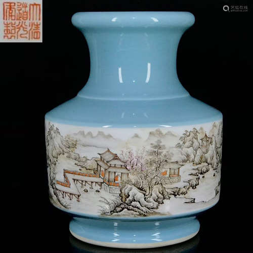 DAQINGDAOGUANGNIANZHI MARK MOCAI GLAZE VASE