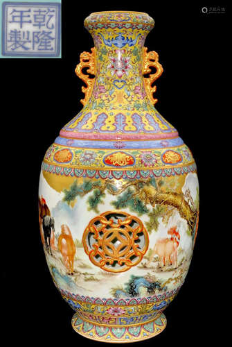 QIANLONGNIANZHI MARK ENAMELED GLAZE VASE