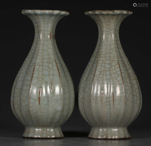 PAIR OF GUAN YAO GREEN GLAZE VASE