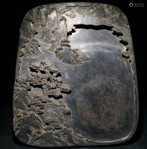 INK SLAB CARVED WITH LANDSCAPE