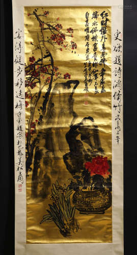 A SCROLL PAINTING OF PLUM BLOSSOMS, WU CHANG SHUO MARK