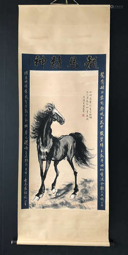 HORSE VERTICAL AXIS PAINTING BY XU BEIHONG