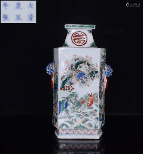 KANGXI MARK WUCAI GLAZE VASE