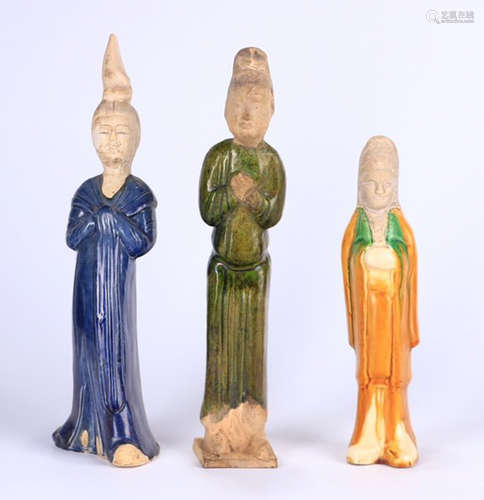 SET OF SANCAI GLAZE FIGURE STATUE