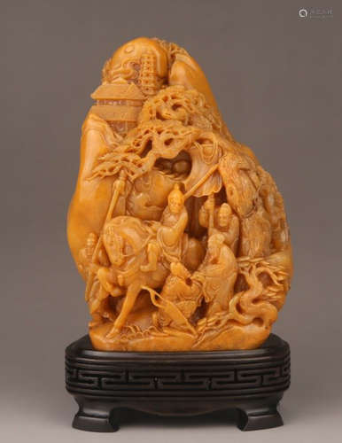 TIANHUANG STONE ORNAMENT CARVED WITH FIGURES