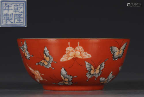 QIANLONGNIANZHI MARK RED GLAZE BOWL