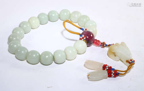 HETIAN JADE STRING BRACELET WITH 18 BEADS