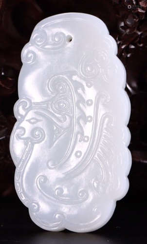 HETIAN JADE TABLET CARVED WITH BEAST PATTERN