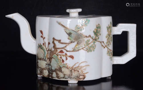 FAMILLE ROSE GLAZE POT PAINTED WITH BIRD&FLOWER