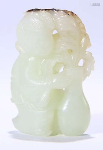 HETIAN WHITE JADE FIGURE PENDANT