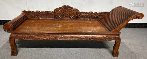 HUALI WOOD BED CARVED WITH PATTERN