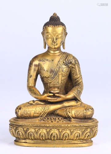 GILT BRONZE SAKYAMUNI BUDDHA STATUE