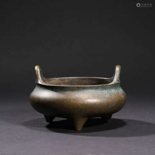 A BRONZE CENSER WITH DOUBLE EARS