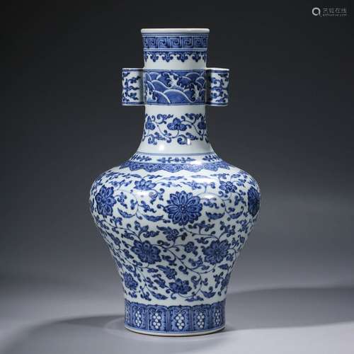 A Blue and White Peony Pattern Porcelain Meiping