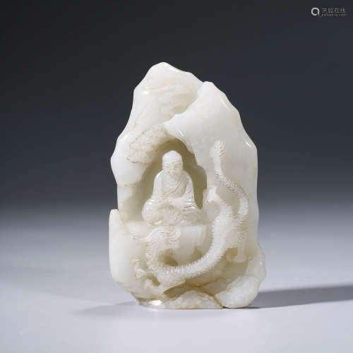 A Jade Carved Xianglong Arhat Ornament