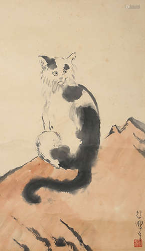 A Chinese Cat Painting, Xu Beihong Mark