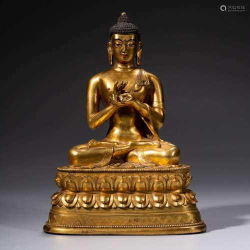 A Gild Bronze Statue of Dipamkara Buddha