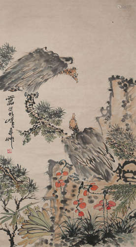 A Chinese Flowers&birds Painting, Pan Tianshou Mark