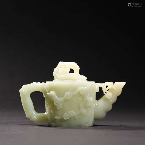 A  WHITE JADE ‘PLUM BLOSSOM’ TEAPOT