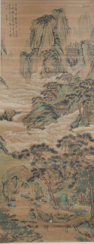 A Chinese Landscape Painting Scroll, Qiu Ying Mark