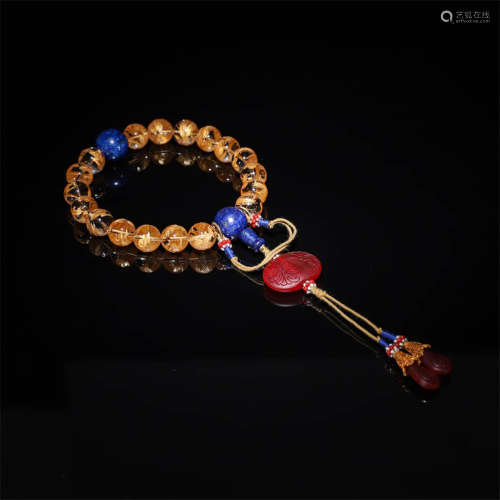 An Phoenix Carved Gild Crystal Beads Hand String