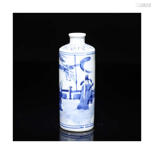 A Blue and White Figure Porcelain Snuff Bottle
