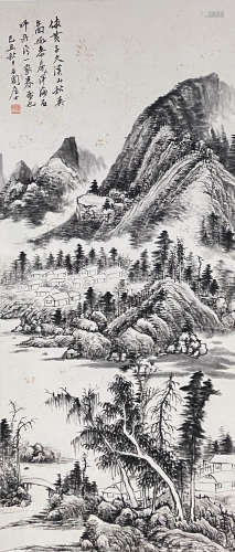 A Chinese Landscape Painting Scroll, Zhang Shiyuan Mark