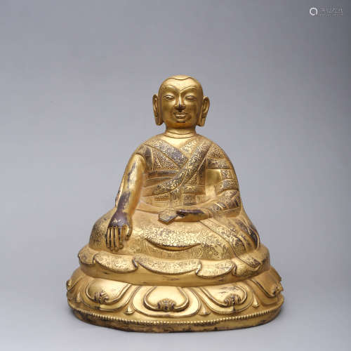 A Gild Bronze Lamaism Buddha Statue