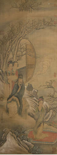 A Chinese Figures Painting, Leng Mei Mark