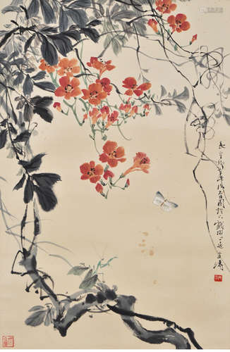 A Chinese Flowers&Insect Painting, Wang Xuetao Mark