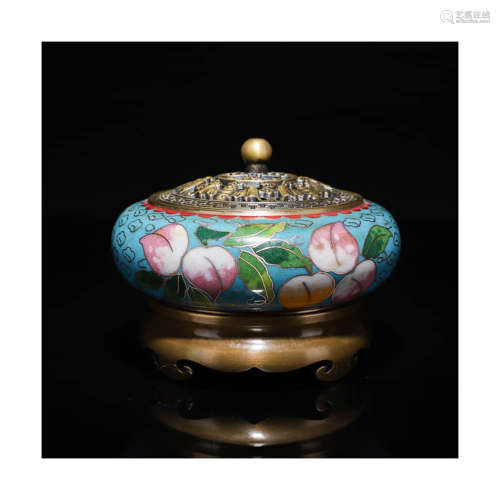 A Peach Pattern Cloisonne Incense Burner with Standing