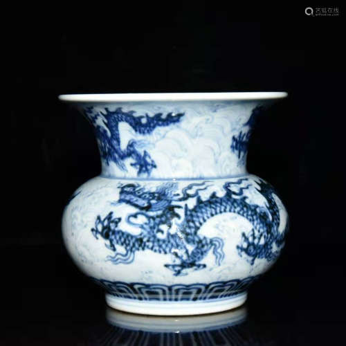 A Blue and White Dragon Pattern Porcelain Slag Bucket