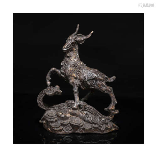 A Bronze Fortune  Deer Ornament