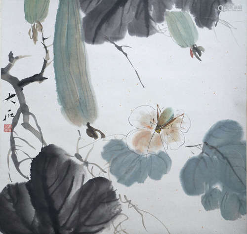 A Chinese Flower Painting Scroll, Tang Yun Mark