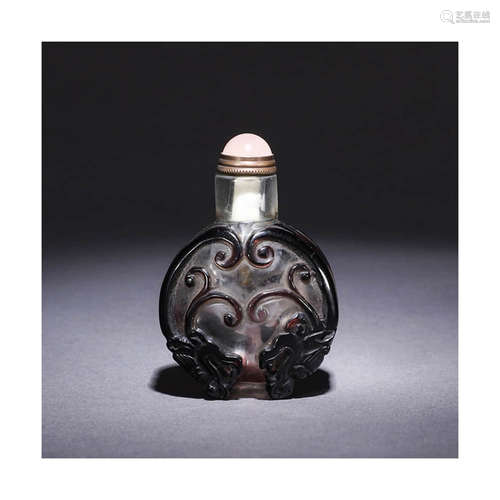 An Imitation Agate Dragon Pattern Glassware Snuff Bottle