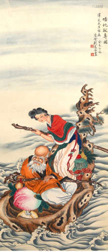 A Chinese Figures Painting, Liu Lingcang Mark